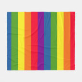 レインボーカラフルストライプ フリースブランケット (正面(横))