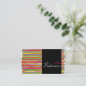 レインボーカラフルストライプ+ブラックインテリアデザイン 名刺 (スタンド正面)