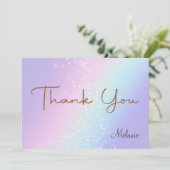 レインボーカラフルスパークルグリッターパーソナライズ サンキューカード (スタンド正面)