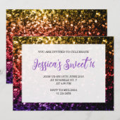 レインボーカラフルスパークSweet 16スクリプエレガントト 招待状 (正面/裏面)