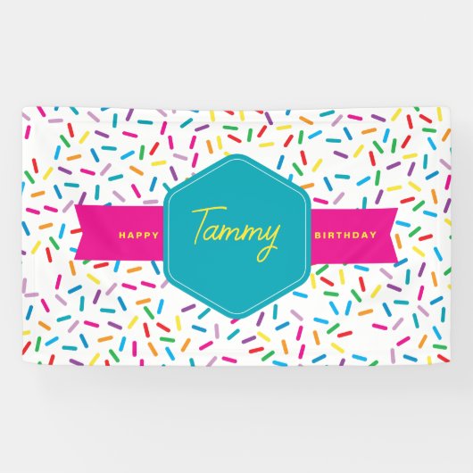 レインボーカラフルスプリンクルスバースデーパーティー 横断幕 (横)
