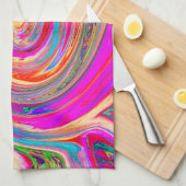 レインボーカラフルスワールレトロ抽象デザイン キッチンタオル (四つ折り)