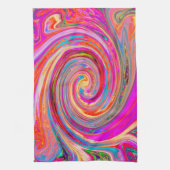 レインボーカラフルスワールレトロ抽象デザイン キッチンタオル (縦)