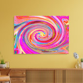 レインボーカラフルスワールレトロ抽象デザイン キャンバスプリント (インサイチュ (リビング))