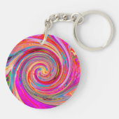 レインボーカラフルスワールレトロ抽象デザイン キーホルダー (裏面)