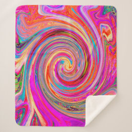 レインボーカラフルスワールレトロ抽象デザイン シェルパブランケット