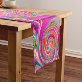 レインボーカラフルスワールレトロ抽象デザイン ショートテーブルランナー
