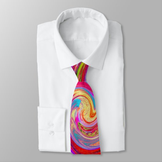 レインボーカラフルスワールレトロ抽象デザイン ネクタイ (タイ)