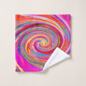 レインボーカラフルスワールレトロ抽象デザイン バスタオルセット (ウォッシュタオル)