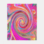 レインボーカラフルスワールレトロ抽象デザイン フリースブランケット (正面)