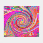 レインボーカラフルスワールレトロ抽象デザイン フリースブランケット (正面(横))