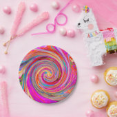 レインボーカラフルスワールレトロ抽象デザイン ペーパープレート (パーティー)