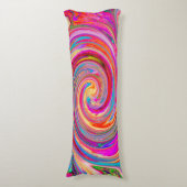 レインボーカラフルスワールレトロ抽象デザイン ボディピロー (正面縦)