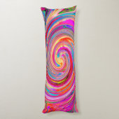 レインボーカラフルスワールレトロ抽象デザイン ボディピロー (裏面 (縦))