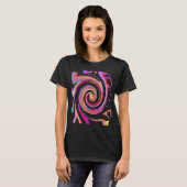 レインボーカラフルスワールレトロ抽象芸術Groovy Design Tシャツ (正面フル)