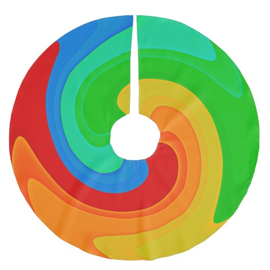 レインボーカラフルスワール抽象芸術ツリースカート ブラッシュドポリエステルツリースカート (正面)