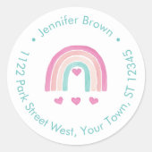 レインボーカラフルズハート差出人住所 ラウンドシール (正面)