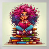レインボーカラフルズ読・ブックス・ガール・ウォール・ポスター ポスター (正面)