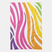レインボーカラフルゼブラ印刷パターンギフト キッチンタオル (縦)