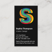 レインボーカラフルタイポグラフィはっきりしたモノグラム文字 名刺 (正面)