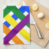 レインボーカラフルダイアゴナルクライスクロスストライプズ キッチンタオル (四つ折り)