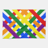 レインボーカラフルダイアゴナルクライスクロスストライプズ キッチンタオル (横)