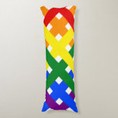 レインボーカラフルダイアゴナルクライスクロスストライプズ ボディピロー (正面縦)