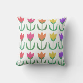 レインボーカラフルチューリップ、春の花 クッション