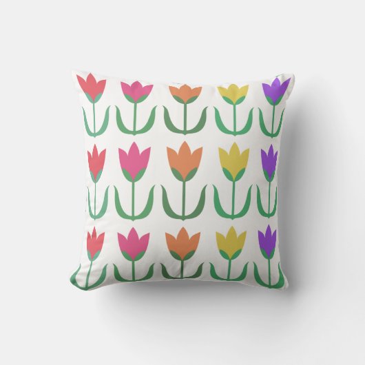 レインボーカラフルチューリップ、春の花 クッション (正面)