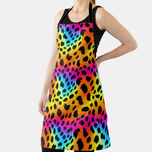 レインボーカラフルチータのシームレスパターン エプロン (インサイチュ)