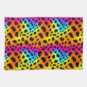 レインボーカラフルチータのシームレスパターン キッチンタオル (横)