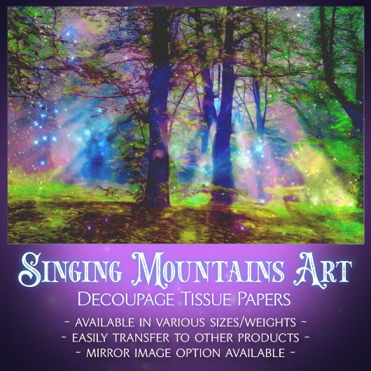 レインボーカラフルツリーズ魔法の森のデコパージュ 薄葉紙