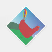 レインボーカラフルテールを丘に着けた赤いオンドリ スタンダードランチョンナプキン (角)