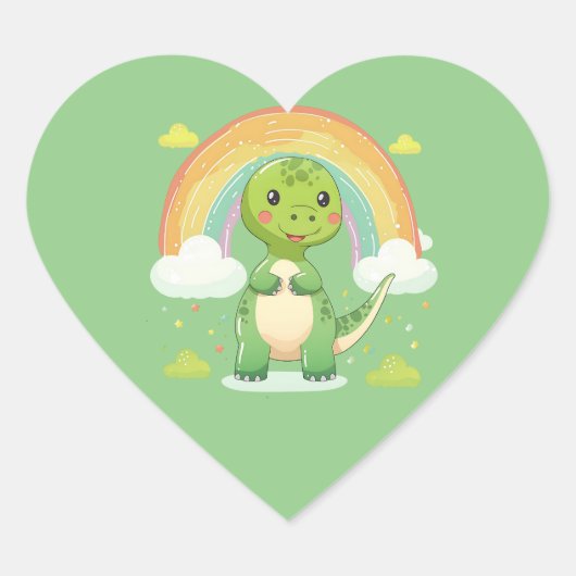 レインボーカラフルディノ ハートシール (正面)
