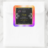 レインボーカラフルデコールジュエリーのロゴラベルとブラック スクエアシール (バッグ)