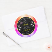 レインボーカラフルデコールジュエリーのロゴラベルとブラック ラウンドシール (封筒)