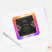 レインボーカラフルデコールジュエリー黒製品ラベル スクエアシール (封筒)