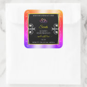 レインボーカラフルデコールジュエリー黒製品ラベル スクエアシール (バッグ)