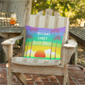 レインボーカラフルトロピカルサンセットビーチハウスデコ アウトドアクッション (椅子)