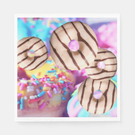 レインボーカラフルドナツ紙ナプキンス スタンダードランチョンナプキン