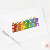 レインボーカラフルドラゴン漫画ステッカー 長方形シール (封筒)