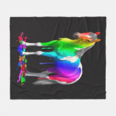 レインボーカラフルドリップウェッ絵を描トホース フリースブランケット (正面(横))