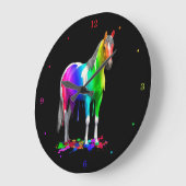レインボーカラフルドリップウェッ絵を描トホース ラージ壁時計 (傾斜)