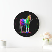 レインボーカラフルドリップウェッ絵を描トホース ラージ壁時計 (ホーム)