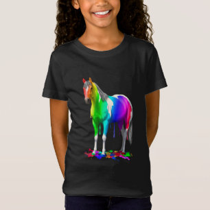 レインボーカラフルドリップウェッ絵を描トホース Tシャツ