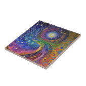 レインボーカラフルナイトスカイスター渦巻きモザイク タイル (側面)