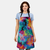 レインボーカラフルネオン抽象芸術水彩 エプロン (着用した状態)