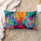 レインボーカラフルネオン抽象芸術水彩 ランバークッション (ブランケット)