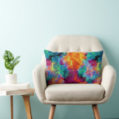 レインボーカラフルネオン抽象芸術水彩 ランバークッション (椅子)