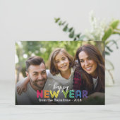 レインボーカラフルハッピーニューイヤーホリデーフォト シーズンカード (スタンド正面)